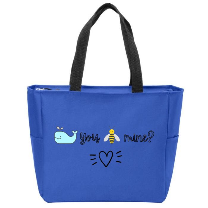 Whale You Bee Mine Will You Be Mine Valentine's Day Cute Gift Zip Tote Bag