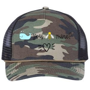 Whale You Bee Mine Will You Be Mine Valentine's Day Cute Gift Retro Rope Trucker Hat Cap