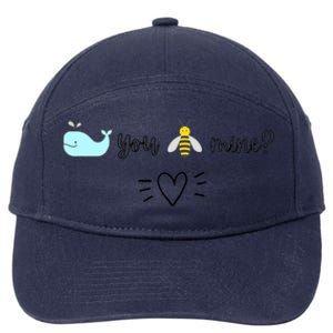 Whale You Bee Mine Will You Be Mine Valentine's Day Cute Gift 7-Panel Snapback Hat