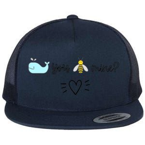 Whale You Bee Mine Will You Be Mine Valentine's Day Cute Gift Flat Bill Trucker Hat