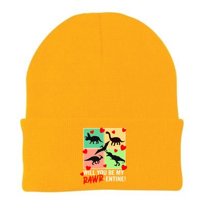 Will You Be My Rawrcute Giftentine Funny Valentines Day Dinosaur Cute Gift Knit Cap Winter Beanie