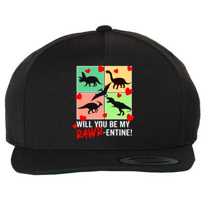 Will You Be My Rawrcute Giftentine Funny Valentines Day Dinosaur Cute Gift Wool Snapback Cap