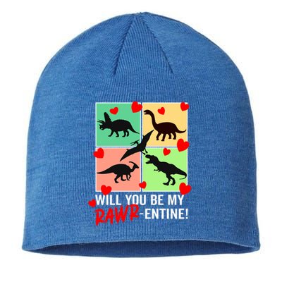 Will You Be My Rawrcute Giftentine Funny Valentines Day Dinosaur Cute Gift Sustainable Beanie