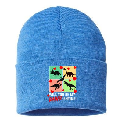 Will You Be My Rawrcute Giftentine Funny Valentines Day Dinosaur Cute Gift Sustainable Knit Beanie