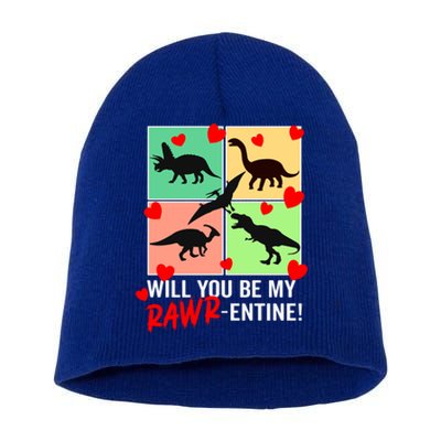 Will You Be My Rawrcute Giftentine Funny Valentines Day Dinosaur Cute Gift Short Acrylic Beanie