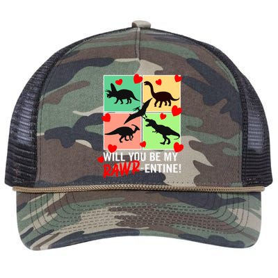 Will You Be My Rawrcute Giftentine Funny Valentines Day Dinosaur Cute Gift Retro Rope Trucker Hat Cap