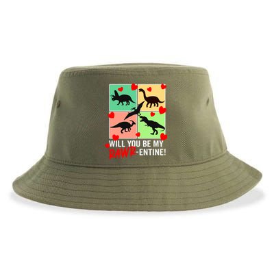 Will You Be My Rawrcute Giftentine Funny Valentines Day Dinosaur Cute Gift Sustainable Bucket Hat