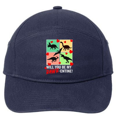 Will You Be My Rawrcute Giftentine Funny Valentines Day Dinosaur Cute Gift 7-Panel Snapback Hat