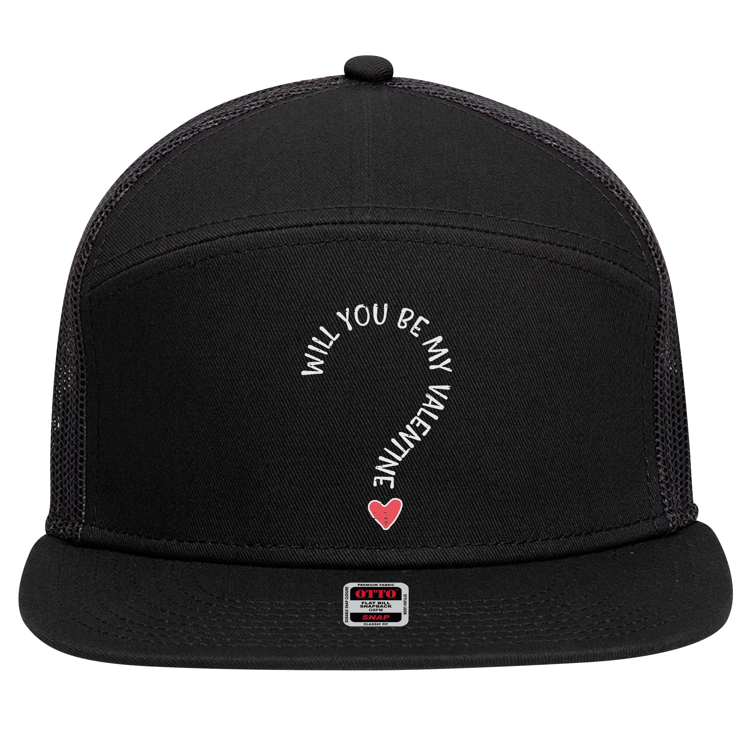 Will You Be My Valentine Cute Valentines Day 7 Panel Mesh Trucker Snapback Hat
