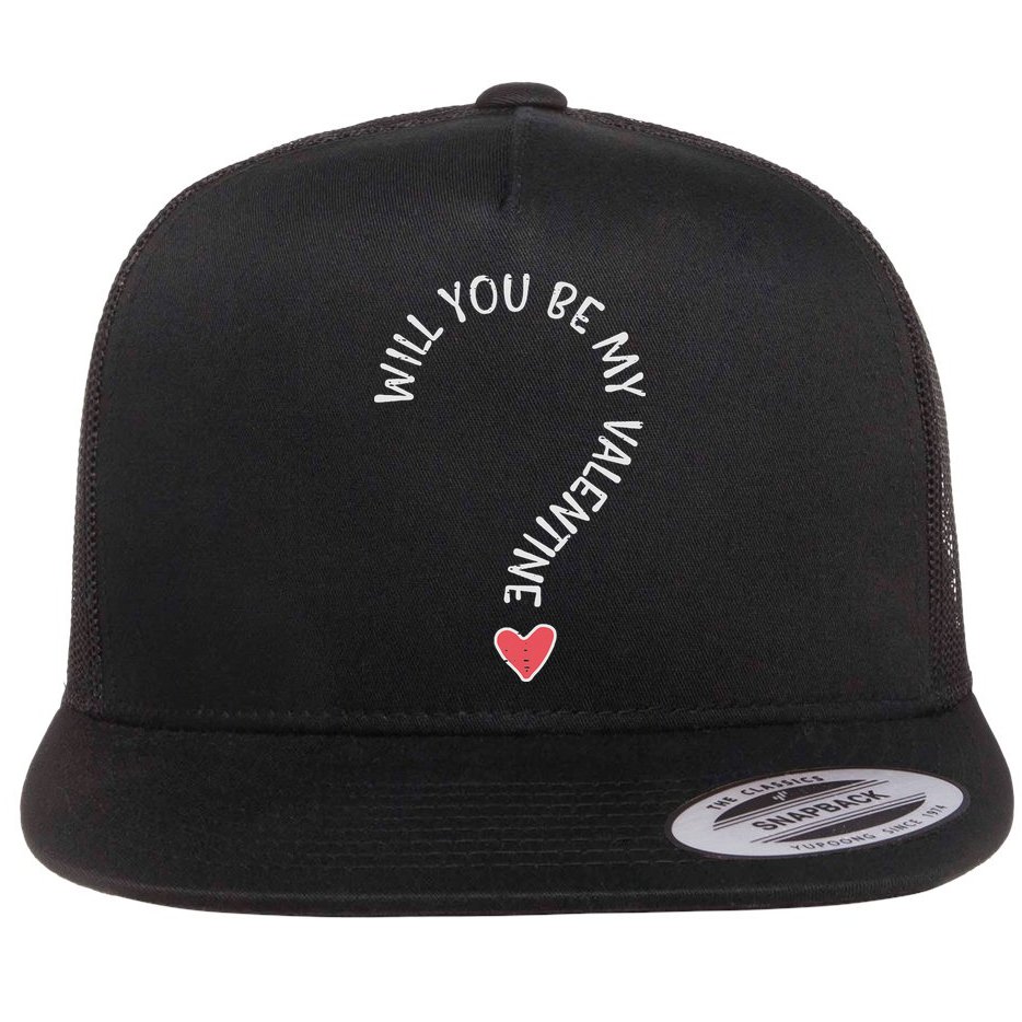 Will You Be My Valentine Cute Valentines Day Flat Bill Trucker Hat