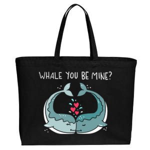 Whale You Be Mine Couples Ocean Animals Pun Saying Outfit Cute Gift Cotton Canvas Jumbo Tote