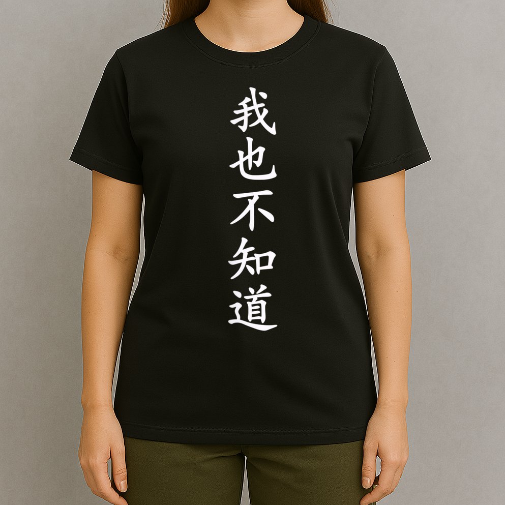 Wo Ye Bu Zhi Dao Chinese Characters T-Shirt