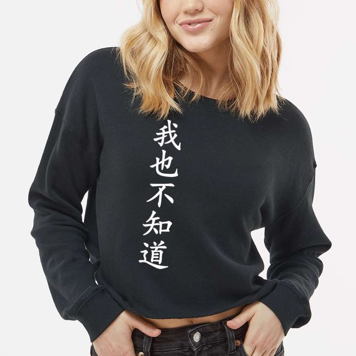 Wo Ye Bu Zhi Dao Chinese Characters Cropped Pullover Crew