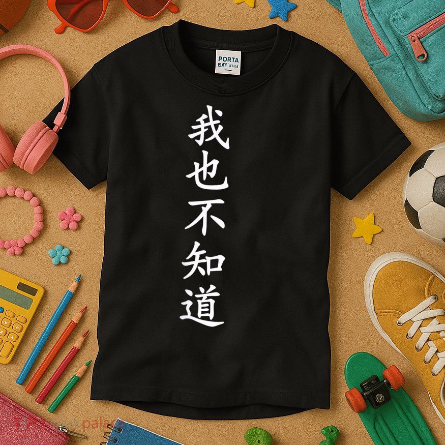 Wo Ye Bu Zhi Dao Chinese Characters Kids T-Shirt