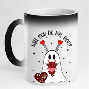 Will You Be My Boo Ghost Funny Boujee Valentines Day Gift 11oz Black Color Changing Mug