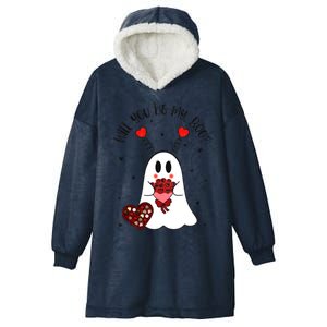 Will You Be My Boo Ghost Funny Boujee Valentines Day Gift Hooded Wearable Blanket