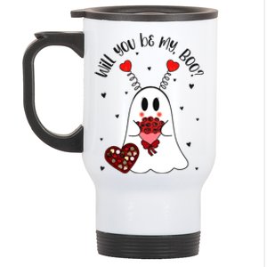 Will You Be My Boo Ghost Funny Boujee Valentines Day Gift Stainless Steel Travel Mug