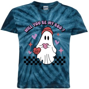 Will You Be My Boo? Ghost Holding Heart Valentine’S Day Kids Tie-Dye T-Shirt