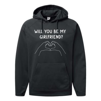 Will You Be My Girlfriend I Love I Relationship I Valentine Performance Fleece Hoodie