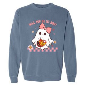 Will You Be My Boo ValentineS Day Garment-Dyed Sweatshirt