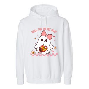 Will You Be My Boo ValentineS Day Garment-Dyed Fleece Hoodie