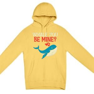 Whale You Be Mine Funny Orca Valentines Day Pun Premium Pullover Hoodie