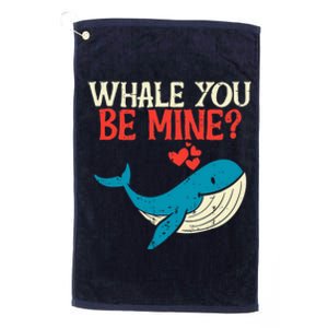 Whale You Be Mine Funny Orca Valentines Day Pun Platinum Collection Golf Towel