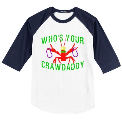 Who's Your Crawdaddy Funny Mardi Gras Crawfish Beads Great Gift Baseball Sleeve Shirt