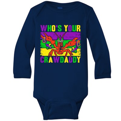 Who's Your Crawdaddy Mardi Gras Carnival Cute Gift Baby Long Sleeve Bodysuit