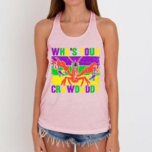 Who's Your Crawdaddy Mardi Gras Carnival Cute Gift Women's Knotted Racerback Tank