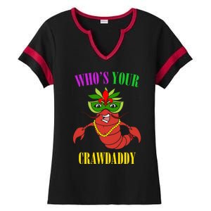 Whos Your Crawdaddy Crawfish Jester Beads Funny Mardi Gras Gift Ladies Halftime Notch Neck Tee