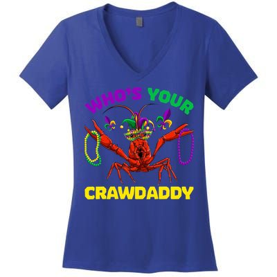 Whos Your Crawdaddy Crawfish Jester Beads Funny Mardi Gras Meaningful Gift Women's V-Neck T-Shirt