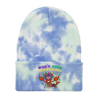 Whos Your Crawdaddy Crawfish Jester Beads Funny Mardi Gras Cute Gift Tie Dye 12in Knit Beanie