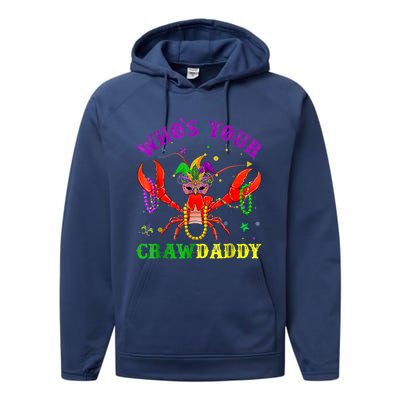 Whos Your Crawdaddy Crawfish Jester Beads Mardi Gras Funny Gift Performance Fleece Hoodie