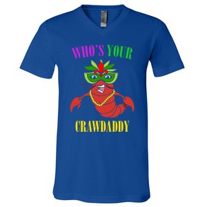 Whos Your Crawdaddy Crawfish Jester Beads Funny Mardi Gras Meaningful Gift V-Neck T-Shirt