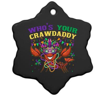 Whos Your Crawdaddy Crawfish Jester Beads Funny Mardi Gras Gift Ceramic Star Ornament