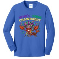 Whos Your Crawdaddy Crawfish Jester Beads Funny Mardi Gras Gift Kids Long Sleeve Shirt