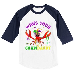 Whos Your Crawdaddy Crawfish Jester Beads Mardi Gras Funny Gift Baseball Sleeve Shirt