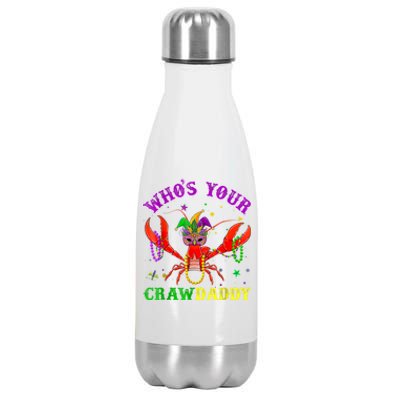 Whos Your Crawdaddy Crawfish Jester Beads Mardi Gras Funny Gift Stainless Steel Insulated Water Bottle