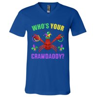 Whos Your Crawdaddy With Beads For Mardi Gras Carnival Great Gift V-Neck T-Shirt