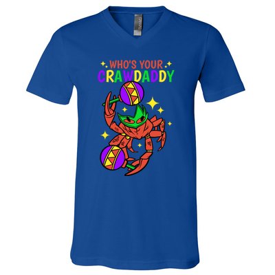 Who's Your Crawdaddy Cajun Mardi Gras Crawfish Gift V-Neck T-Shirt