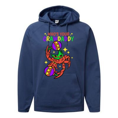 Who's Your Crawdaddy Cajun Mardi Gras Crawfish Gift Performance Fleece Hoodie