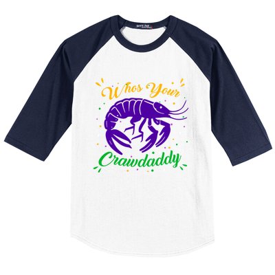 Whos Your Crawdaddy Crawfish Jester Beads Funny Mardi Gras Cute Gift Baseball Sleeve Shirt