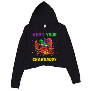 Whos Your Crawdaddy Crawfish Carnival Beads Funny Mardi Gras Crop Fleece Hoodie