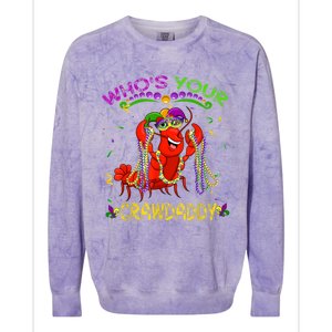 Whos Your Crawdaddy Crawfish Jester Beads Funny Mardi Gras Colorblast Crewneck Sweatshirt