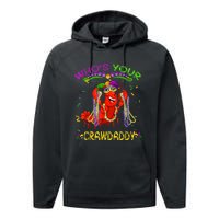 Whos Your Crawdaddy Crawfish Jester Beads Funny Mardi Gras Performance Fleece Hoodie