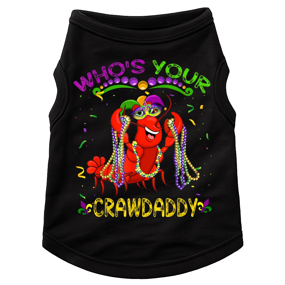 Whos Your Crawdaddy Crawfish Jester Beads Funny Mardi Gras Doggie Tank
