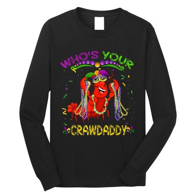 Whos Your Crawdaddy Crawfish Jester Beads Funny Mardi Gras Long Sleeve Shirt