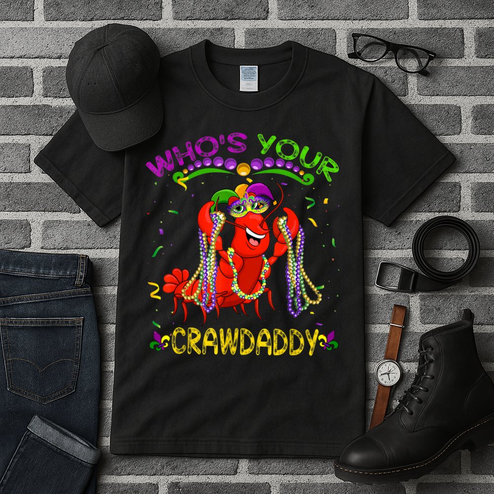Whos Your Crawdaddy Crawfish Jester Beads Funny Mardi Gras Tall T-Shirt