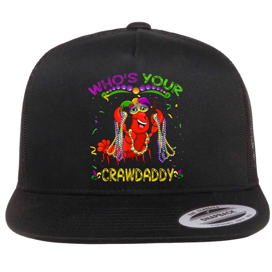 Whos Your Crawdaddy Crawfish Jester Beads Funny Mardi Gras Flat Bill Trucker Hat
